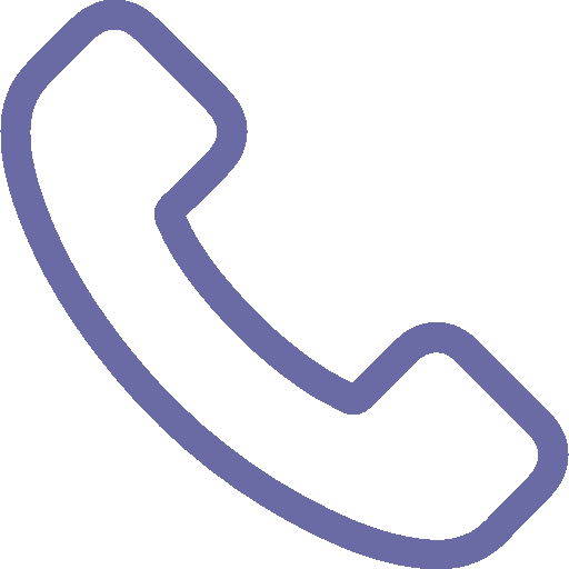 A purple icon of a traditional telephone handset on a white background, perfect for your contact page.