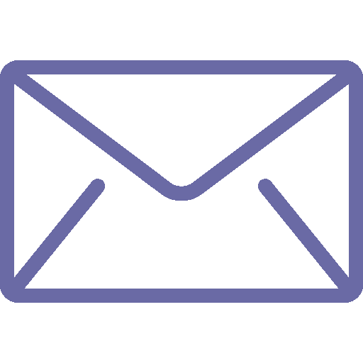 Icon of a closed envelope, outlined in purple, on a transparent background—perfect for your contact page.