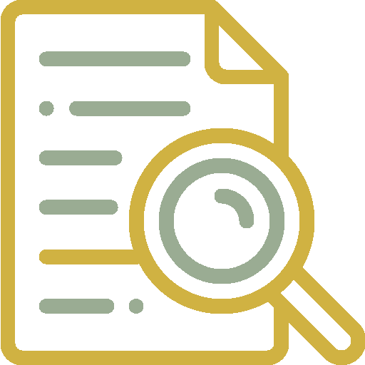 Icon of a document with lines of text and a magnifying glass over it, symbolizing document review or analysis. Perfect for illustrating the Nicole Popup feature where detailed scrutiny is essential.